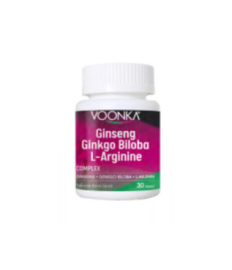 Voonka Ginseng, Ginkgo ve L-Arjinin İçeren Takviye Edici Gıda 30 kapsül