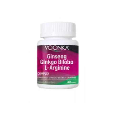 Voonka Ginseng, Ginkgo ve L-Arjinin İçeren Takviye Edici Gıda 30 kapsül