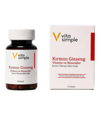Vita Simple Kırmızı Ginseng Vitamin ve Mineraller İçeren Takviye Edici Gıda 60 Kapsül