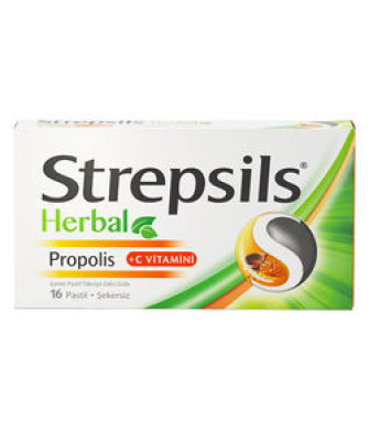 Strepsils Herbal Propolis + C Vitamini İçeren Takviye Edici Gıda 16 Pastil