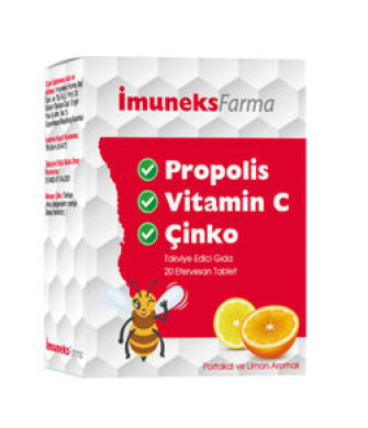 Imuneks Propolis Vitamin C Çinko içeren Takviye Edici Gıda 20 Efervesan Tablet