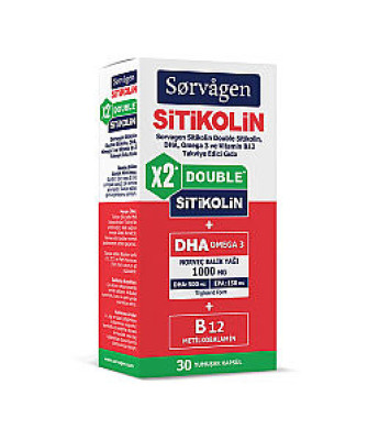 Sorvagen Smart Double Sitikolin DHA Omega 3 ve B12 30 Kapsül