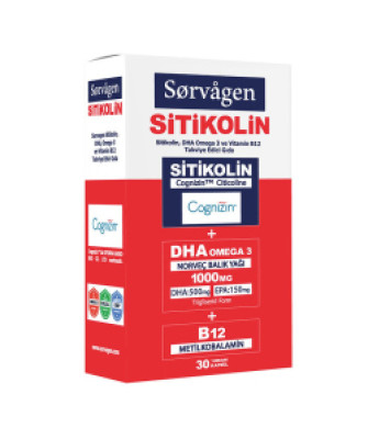 Sorvagen Sitikolin DHA Omega 3 ve B12 30 Kapsül